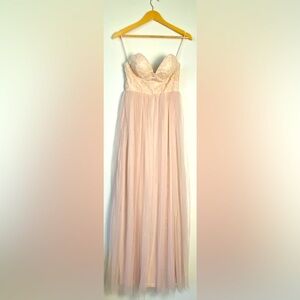 NWT BLUSH PINK MANIJU TULLE STRAPLESS FORMAL DRESS‎ SIZE SMALL